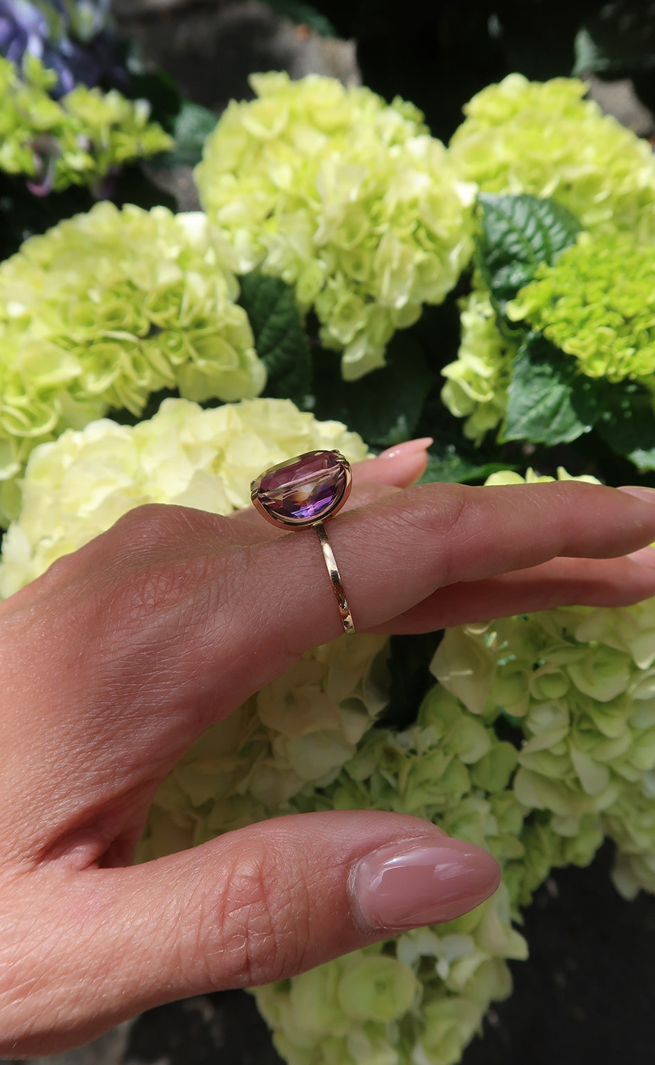 18kt. geel gouden ring met 11.5 ct Amethist